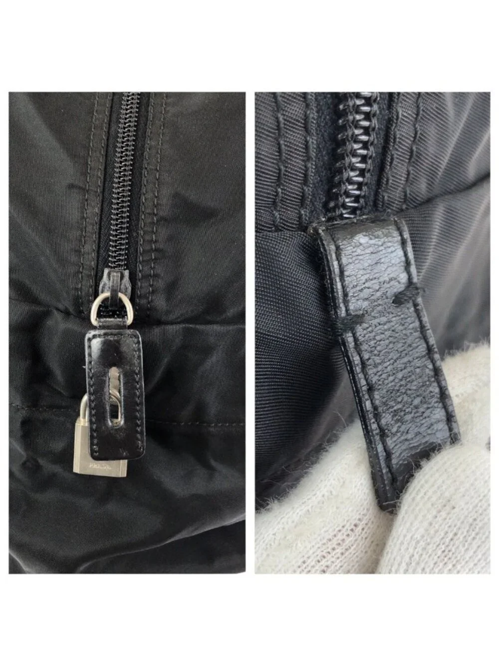 Prada Tessuto Black Silver Nylon Boston